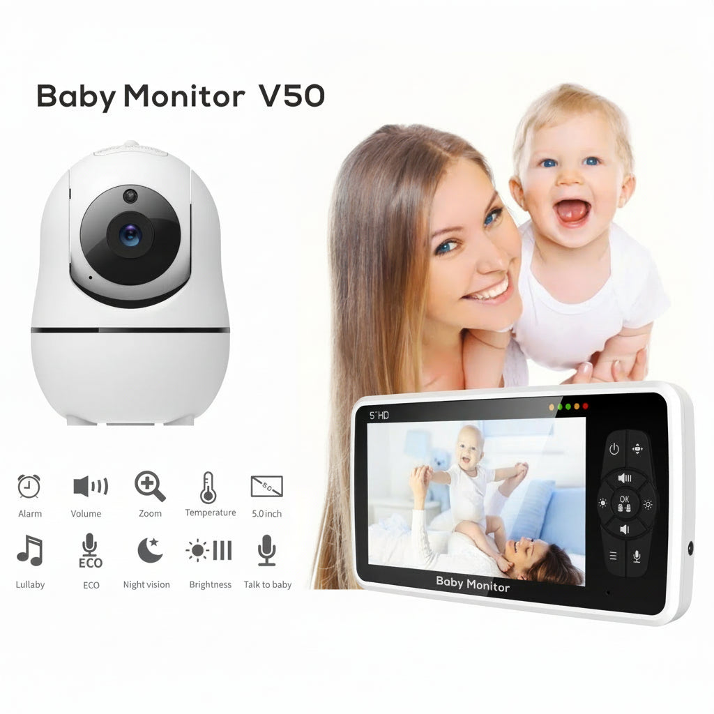 Babyphone vidéo 5 pouces avec 2 caméras
