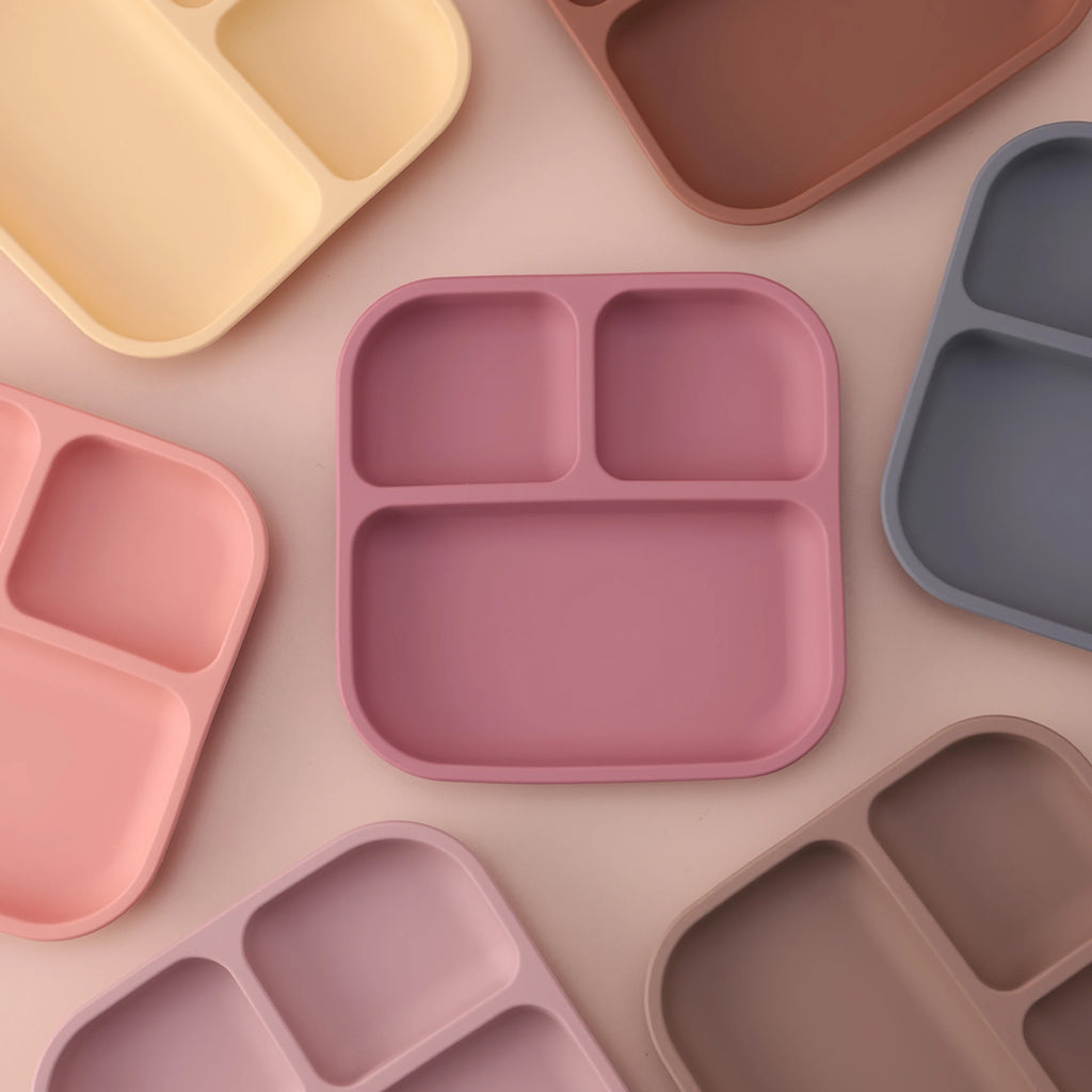 Assiette carré compartimentée en silicone