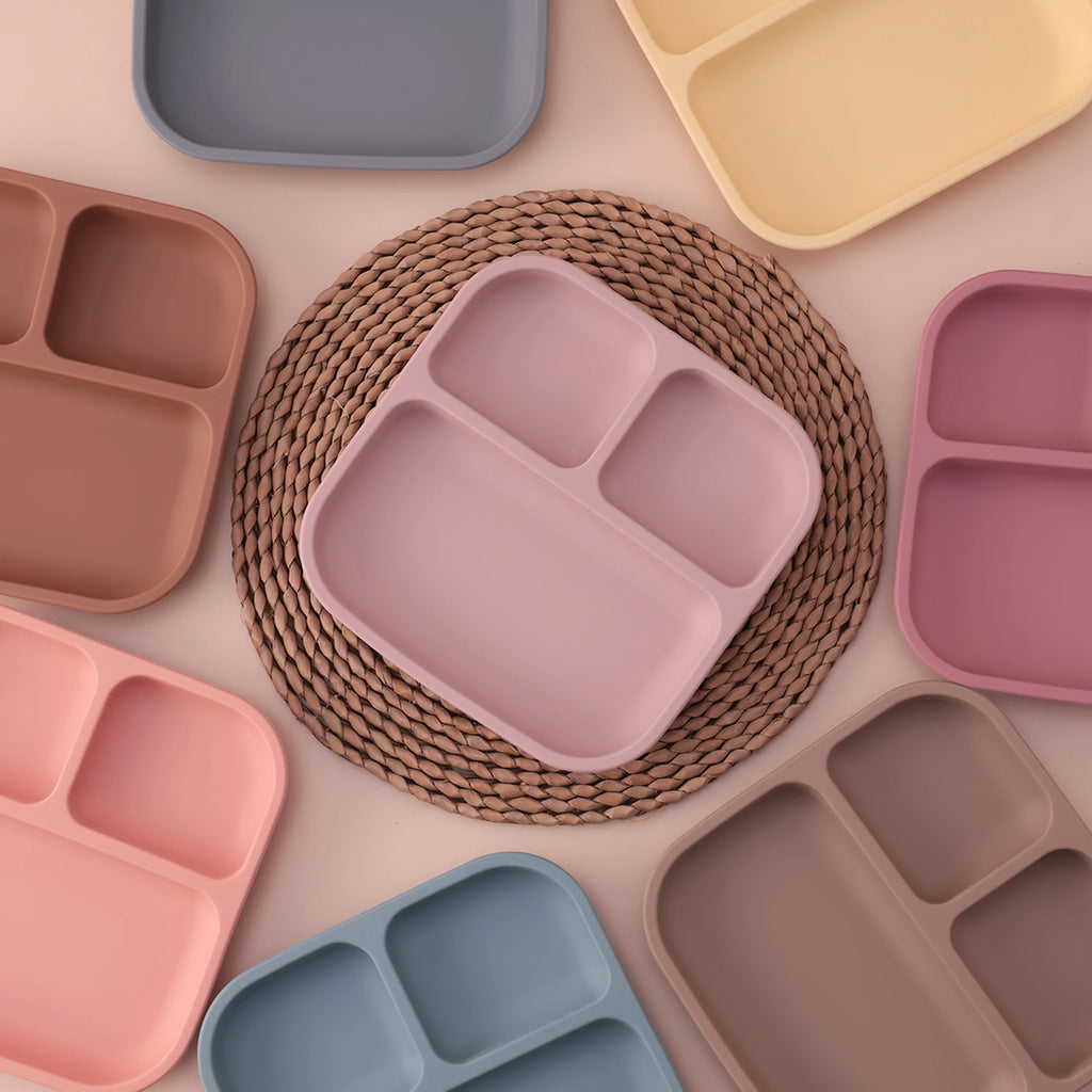 Assiette carré compartimentée en silicone