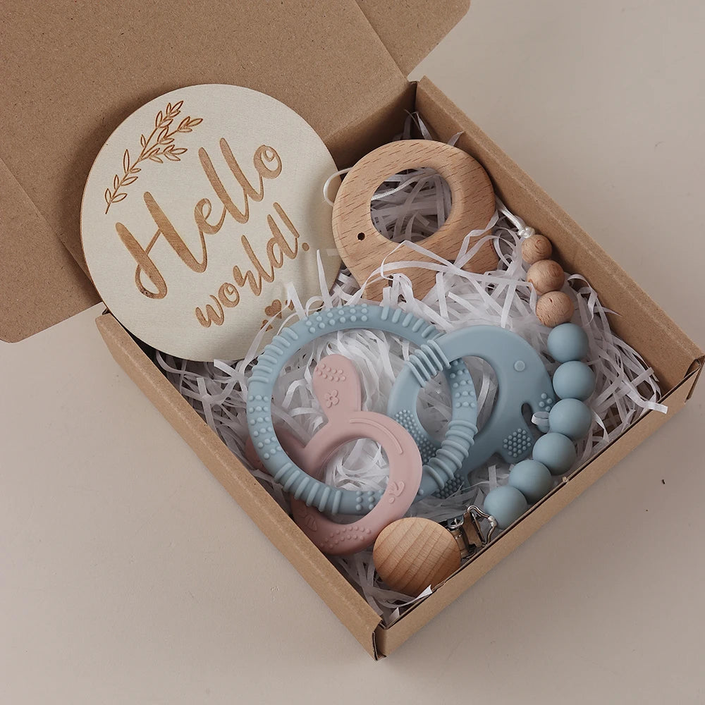 Coffret cadeau bébé éléphant et lapin