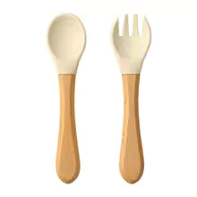 Couvert ergonomique bébé bois et silicone