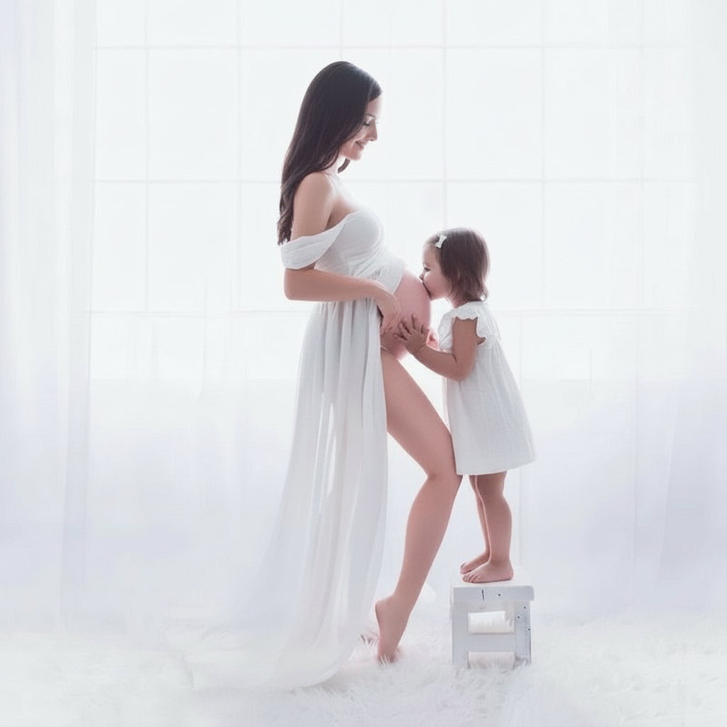 Robe Maternité Longue en Dentelle – Idéale pour Séance Photo Grossesse