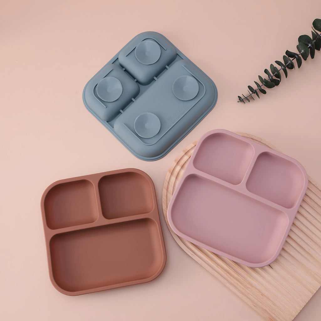 Assiette carré compartimentée en silicone