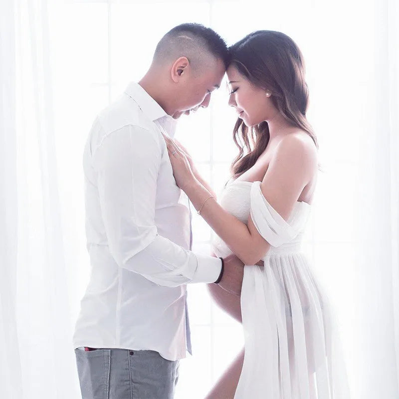 Robe Maternité Longue en Dentelle – Idéale pour Séance Photo Grossesse